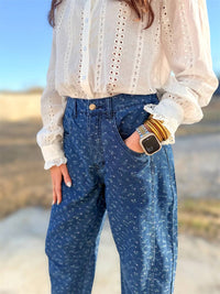 Easel - Dark Denim Barrel Jeans
