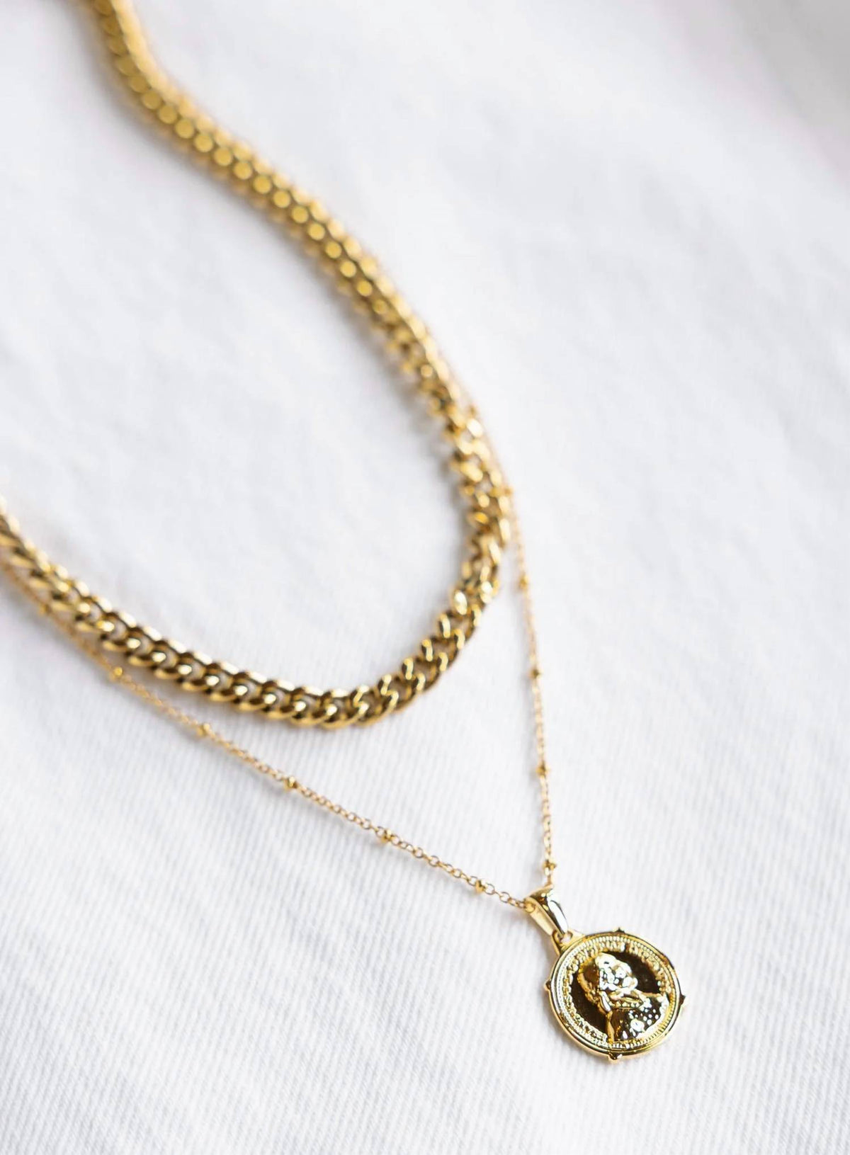 Sahira Jewelry Design Women's Edina Coin Necklace in gold - women's necklace - detail view