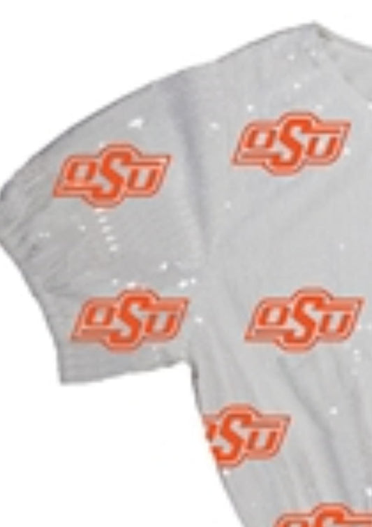 Capri Designs - Women's Oklahoma State University Sequin Game Day Top