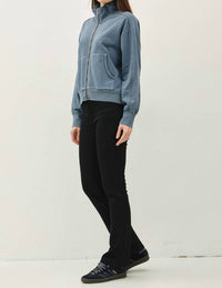 be cool Hillary Acid Wash Zip Sweatshirt in teal - women's top - detail view
