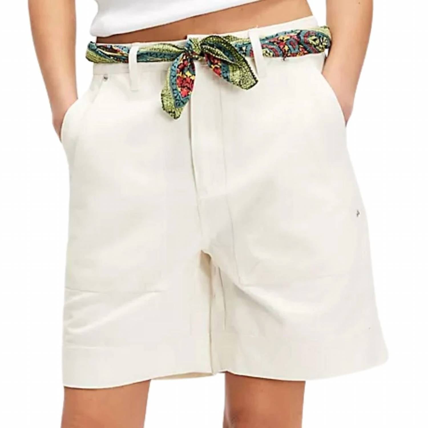 Free People Women's We The Free Milo Carpenter Shorts in clean ivory - women's shorts - alternate view