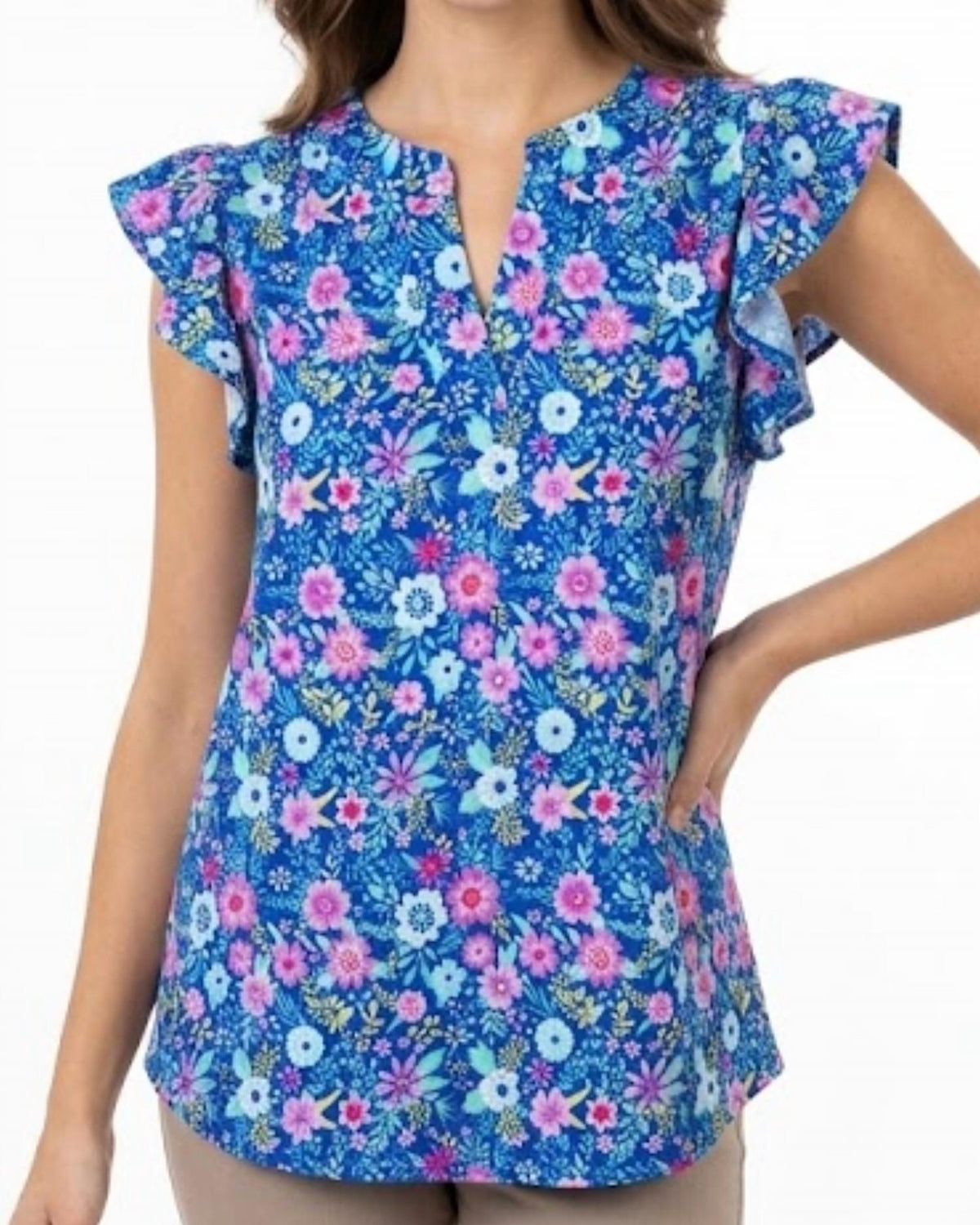 Dear Scarlett - Lizzie Flutter Sleeves Floral Print Top
