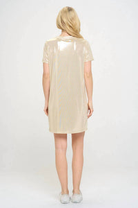 Reneec. - Metallic Short Sleeve Dress