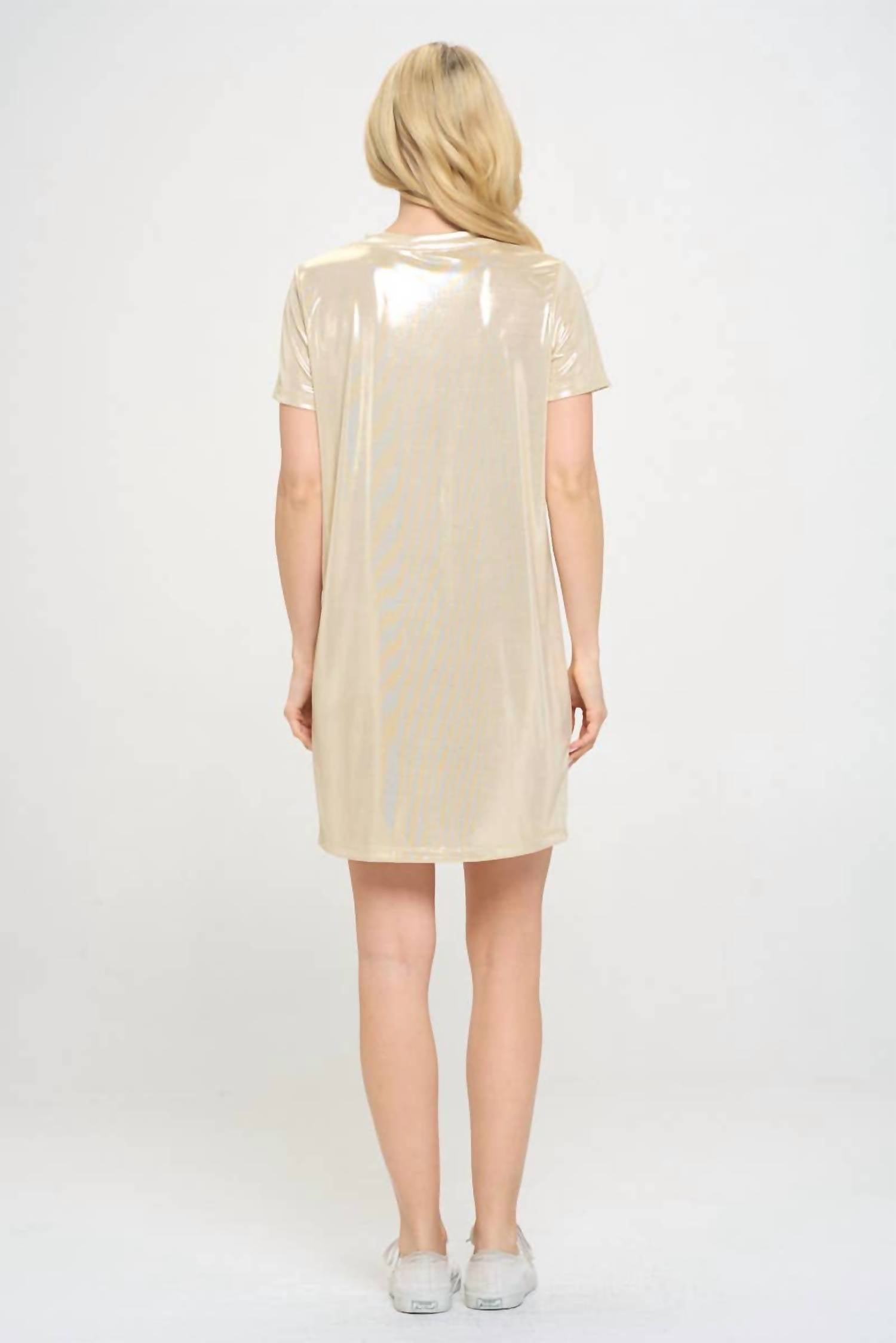 Reneec. - Metallic Short Sleeve Dress