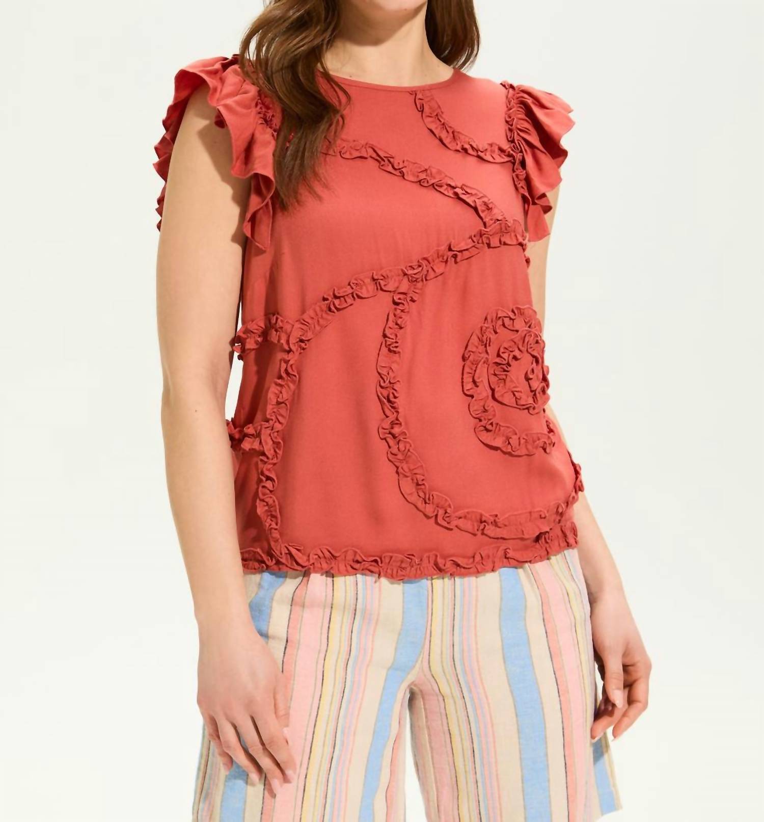 Fdj - Embellished Flutter Sleeve Top