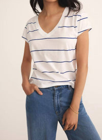 Z Supply Women's Striped Modern V Neck Top in oceanside - men's t-shirt