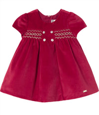 Mayoral Kid's Short Sleeve Velvet Dress in red - kids' dress