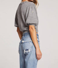 Saltwater Luxe - Short Sleeve Embroidered Sweater