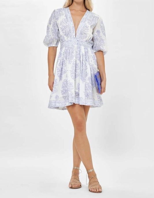 Oliphant - V-neck Puff Sleeve Mini Dress