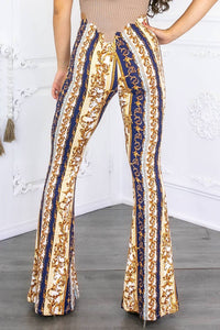 Surelymine - Paisley Print Buttery Soft Flare Bell Bottom