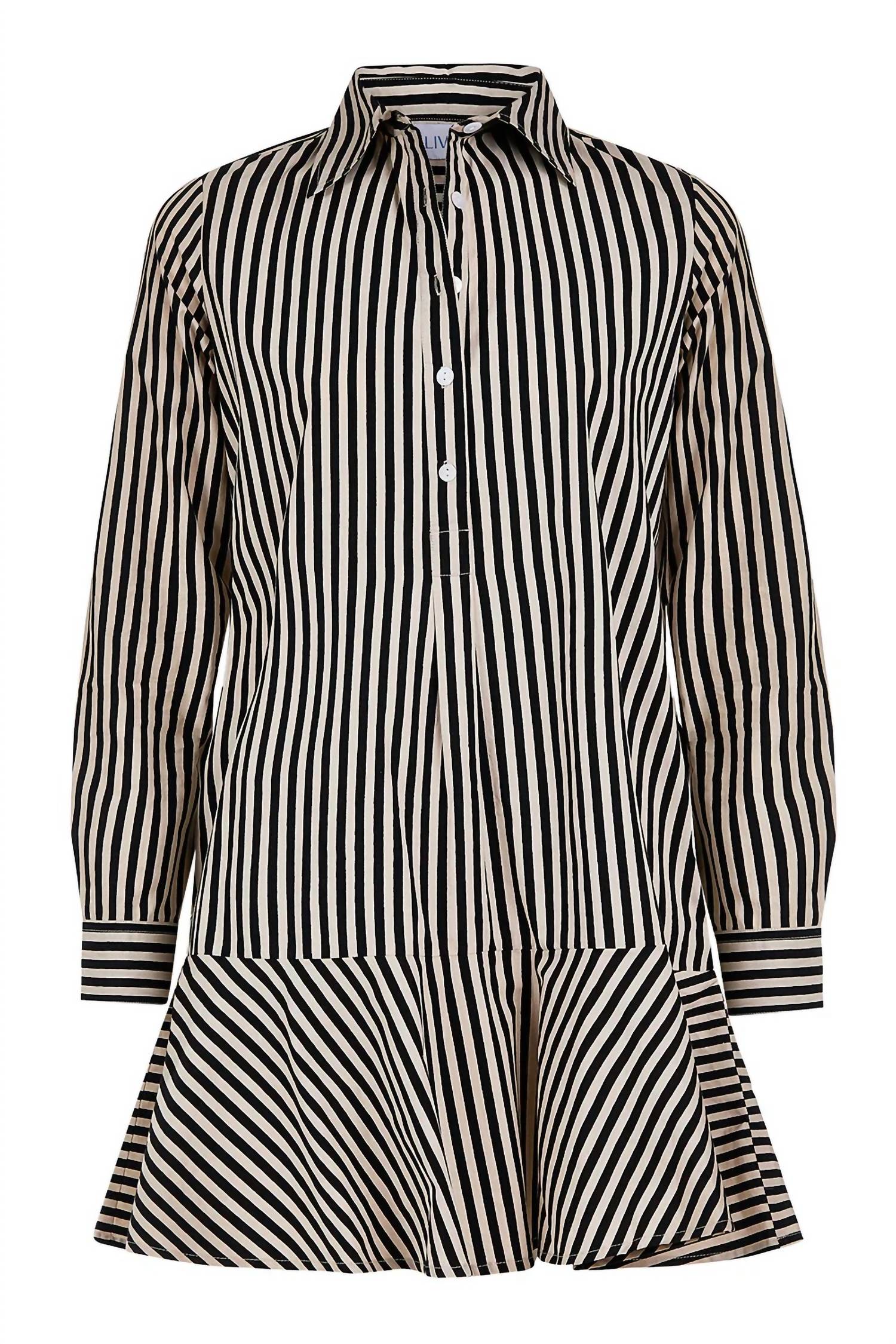 Livro Polly Dress in ganache pinstripe - women's dress - alternate view