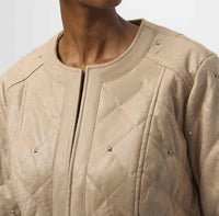 Joseph Ribkoff - Foiled Faux Suede Diamond Quilt Studded Jacket