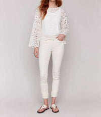 Charlie B - Crochet Long Sleeve Boatneck Top