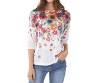 FDJ Brinley Boat Neck Drop Shoulder Top in white - women's shirt
