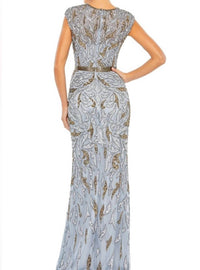 Mac Duggal - Embellished Illusion Cap Sleeve Column Gown