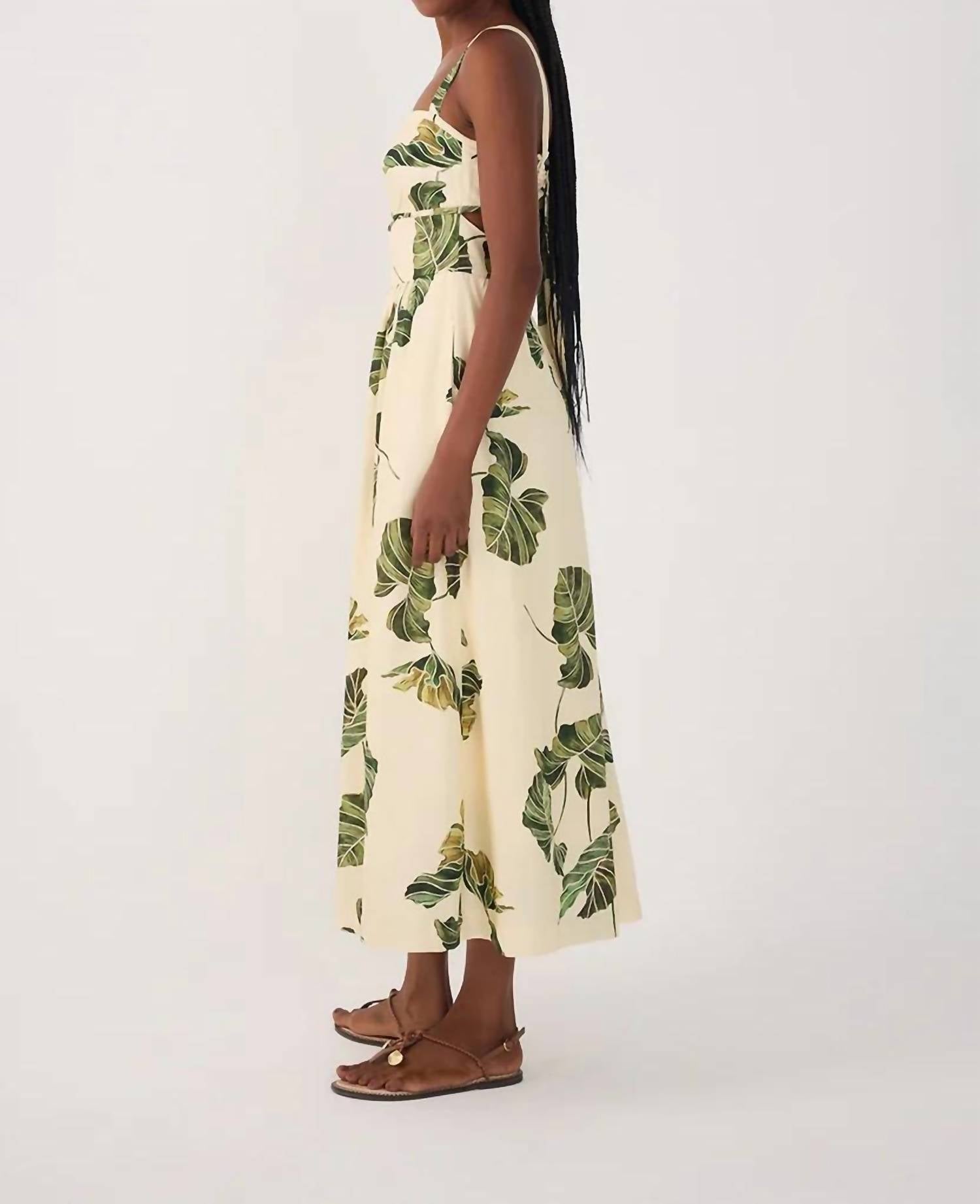 Dress To - Leaf Print Midi Dress