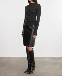 Enza Costa Cashmere Twist Top in charcoal 2 - women's blouse - detail view