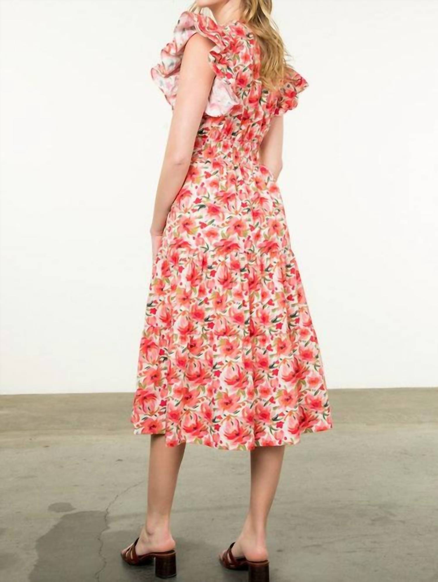 Thml - Ruffles And Floral Midi Dress