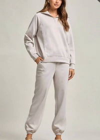 Dear Scarlett - Half-zip Modal Jogger Lounge Set - Plus