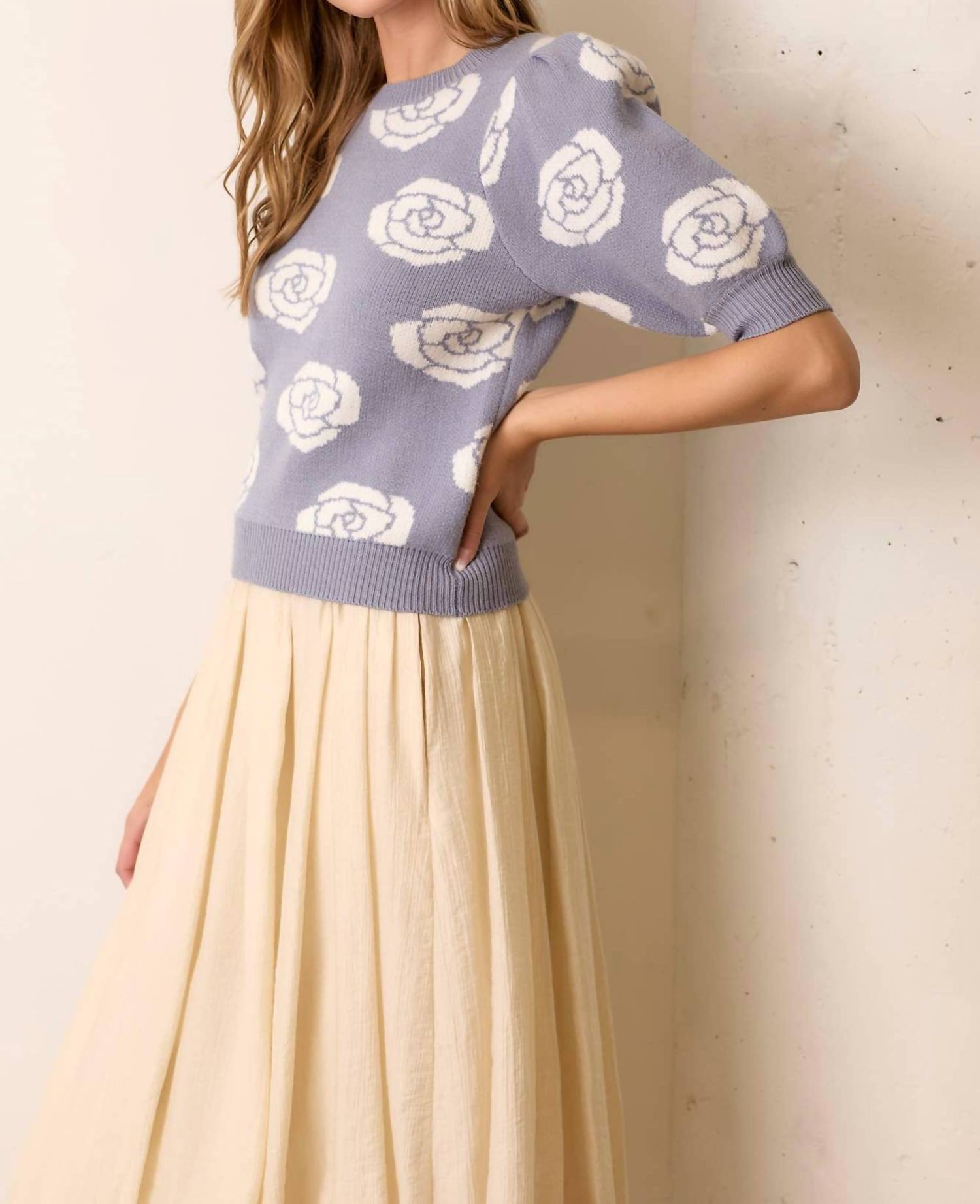 Polagram - Floral Print Knit Top