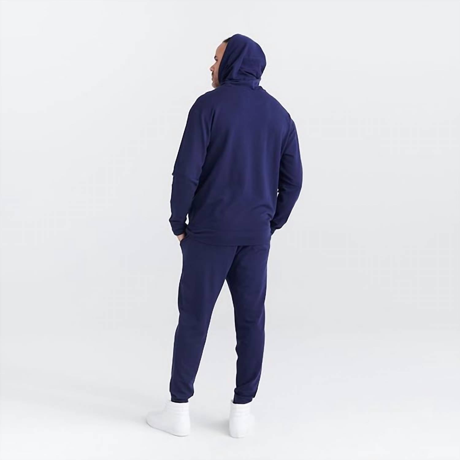 SAXX 3six Five Lounge Hoodie in maritime blue - men's shirt - detail view