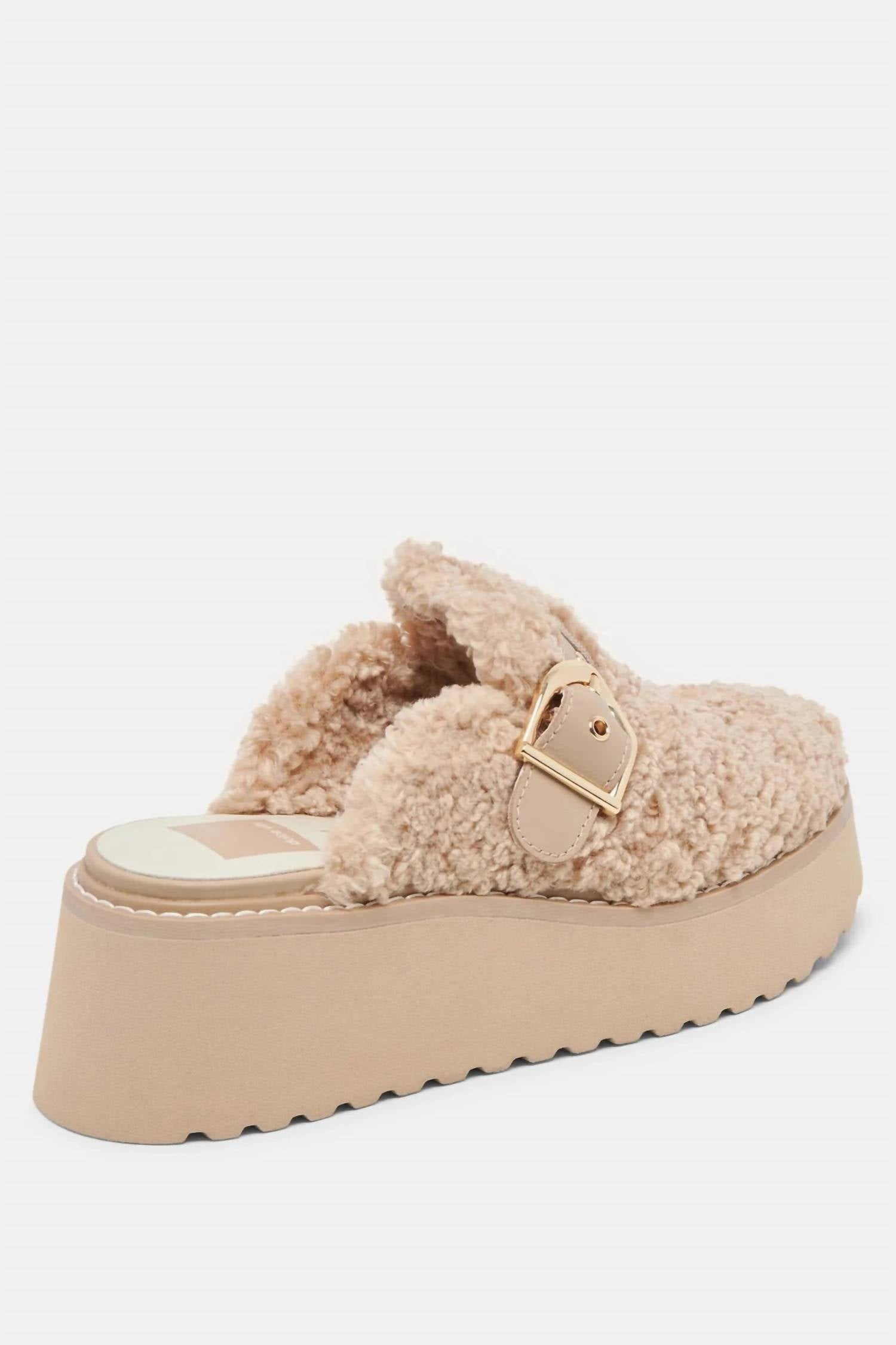 Dolce Vita Women's Lelani Plush Platform Clogs in natural - women's shoe - detail view