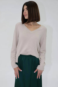 Another Love - Makenzi V Neck Drop Shoulder Sweater Top