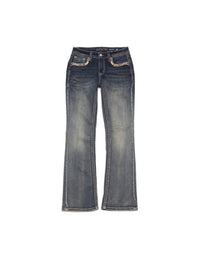 Grace In La - Women's Wash bootcut jeans with embroidered back pockets