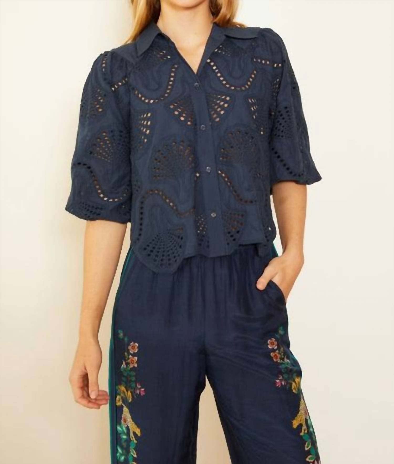 Caballero - Juliette Navy Lace Top