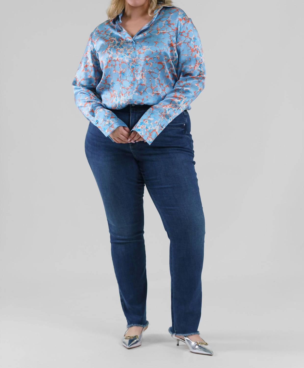 Catherine Gee - Daria French Cuff Silk Blouse - Plus