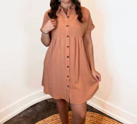 Hem & Thread - Women's Evania Dolman Sleeve Shirt Dress