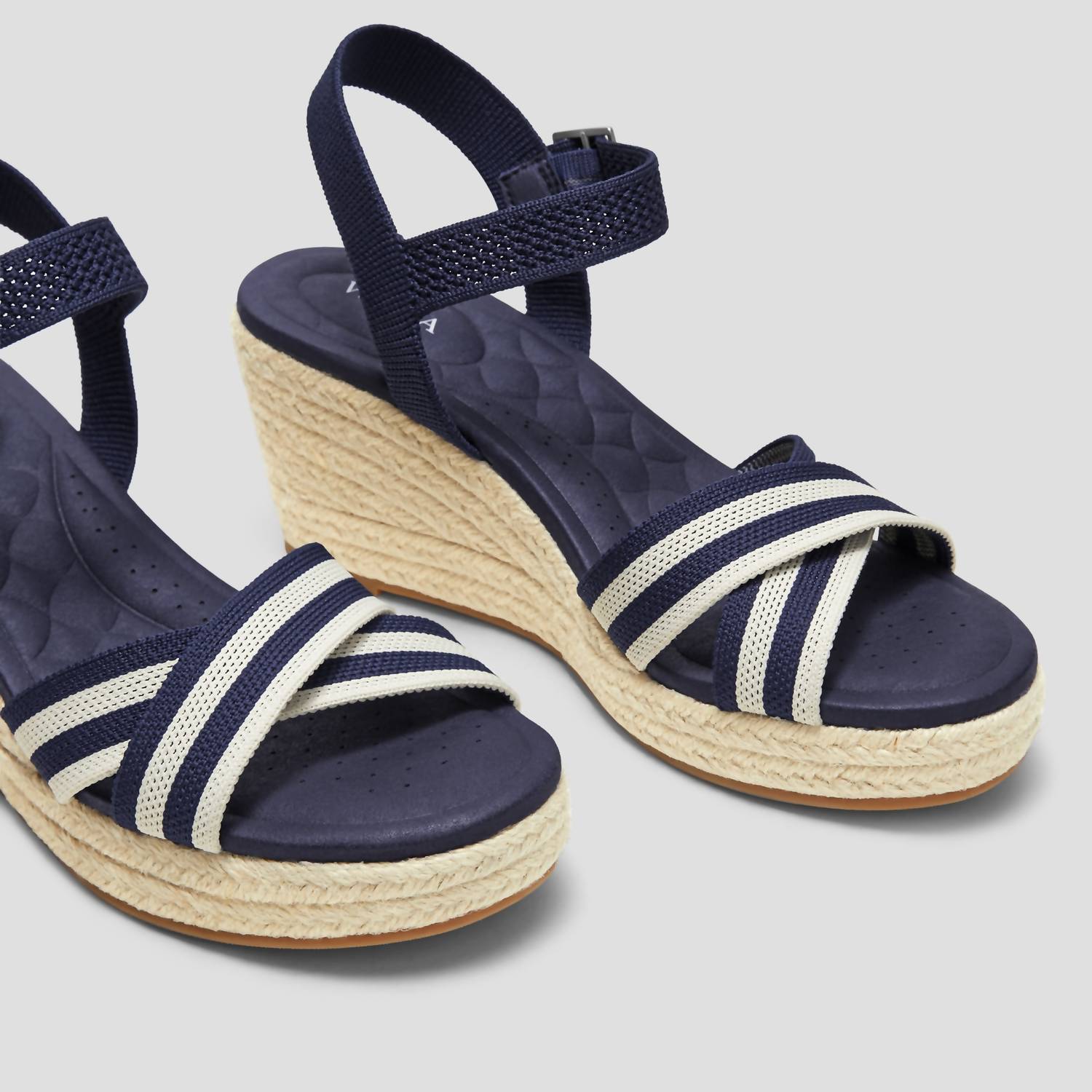 Vivaia Women's Espadrille Wedge Sandals in blue cream - women's shoe - view 4