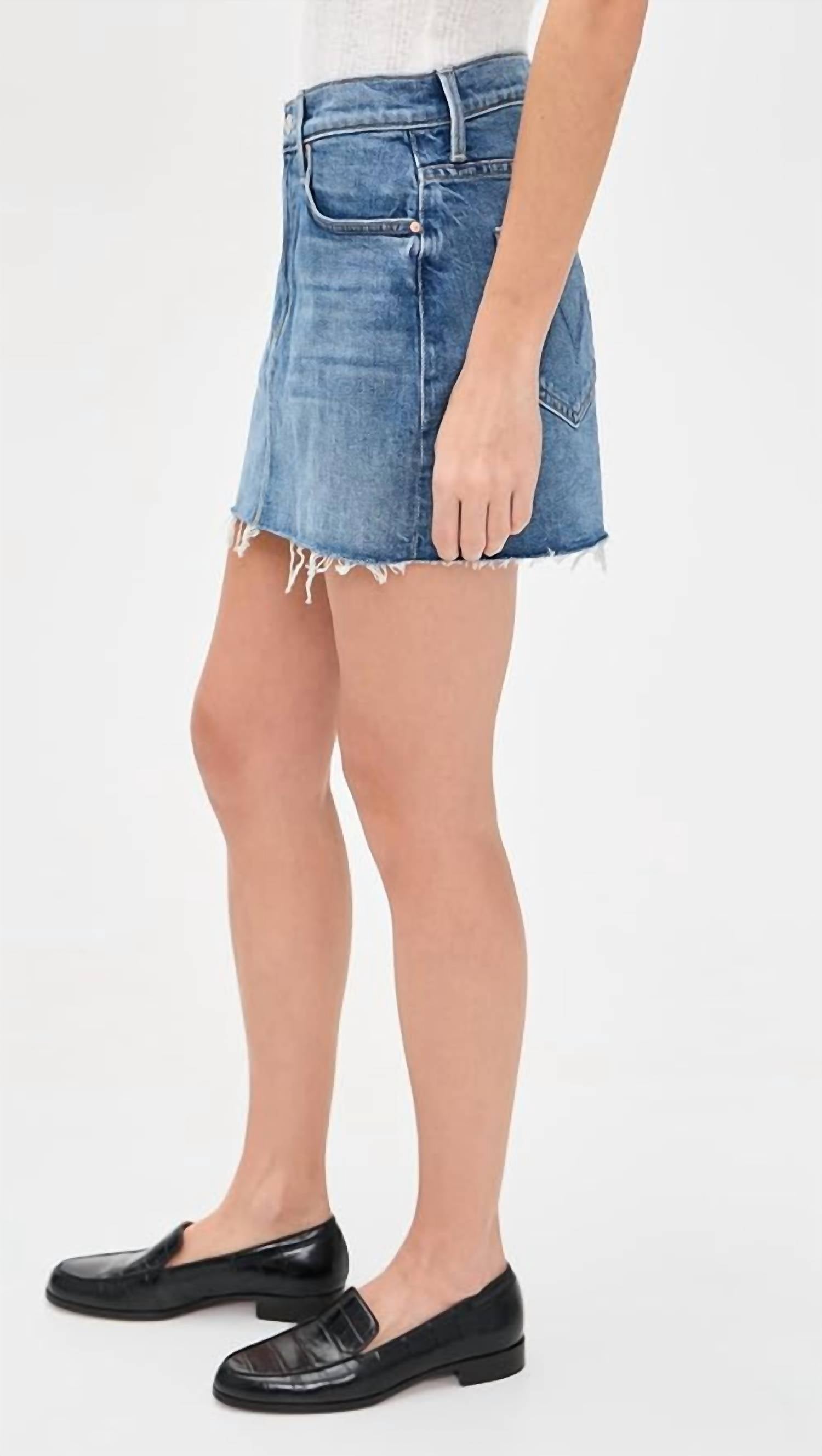 Mother - The Ditcher Mini Fray Jean Skirt