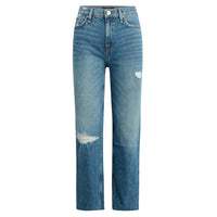 Hudson - Women's Remi High Rise Distressed Cropped Straight Leg Jeans