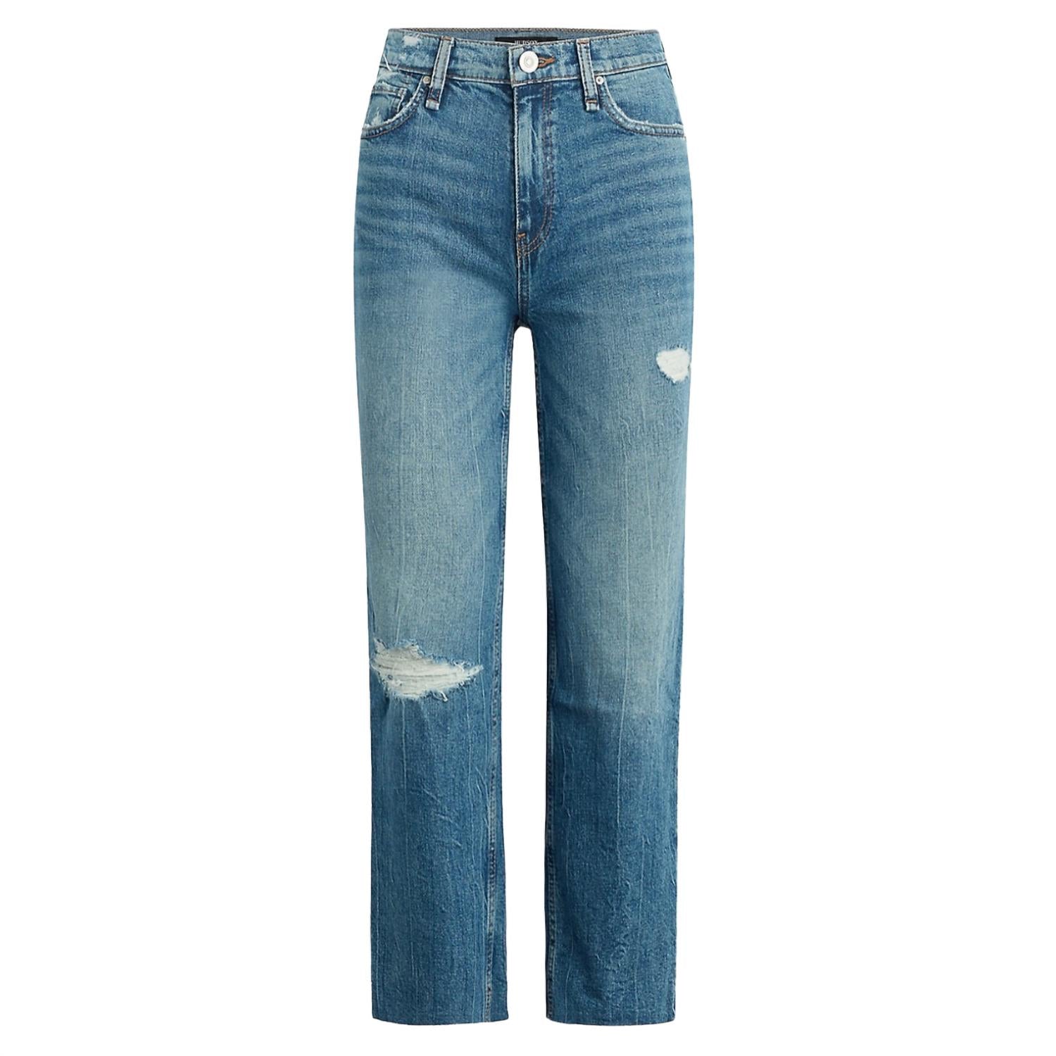 Hudson - Women's Remi High Rise Distressed Cropped Straight Leg Jeans