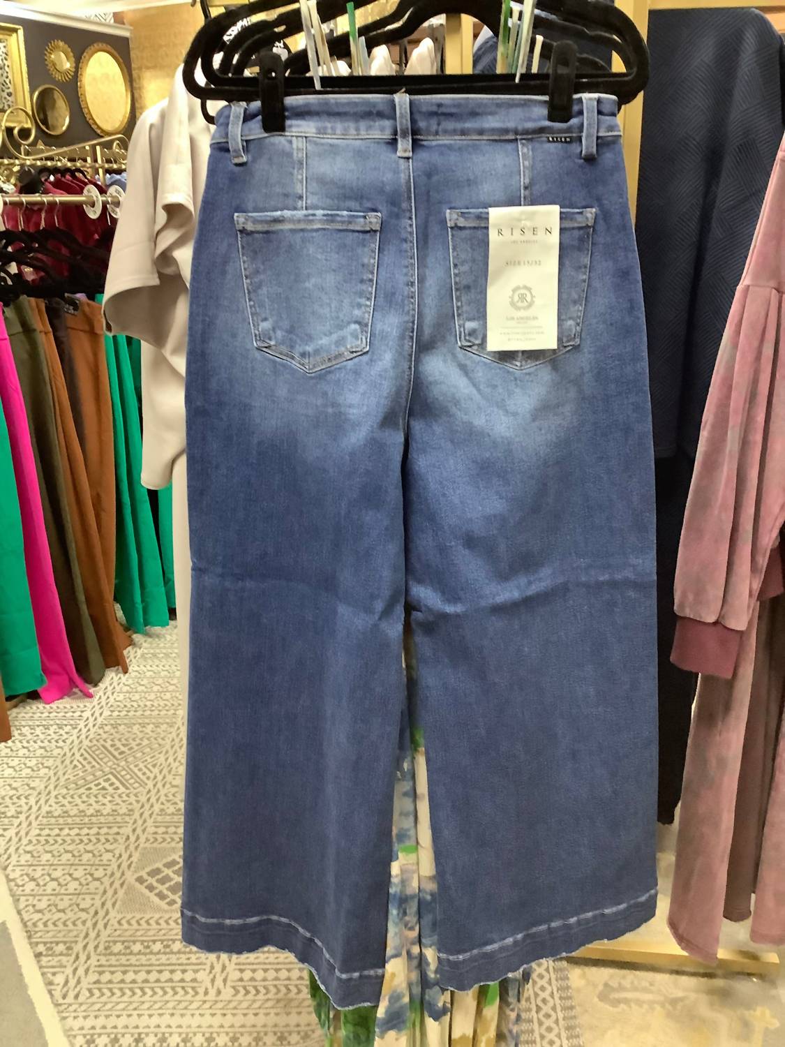 Risen - Women's High Rise Ankle Wide Leg Jeans
