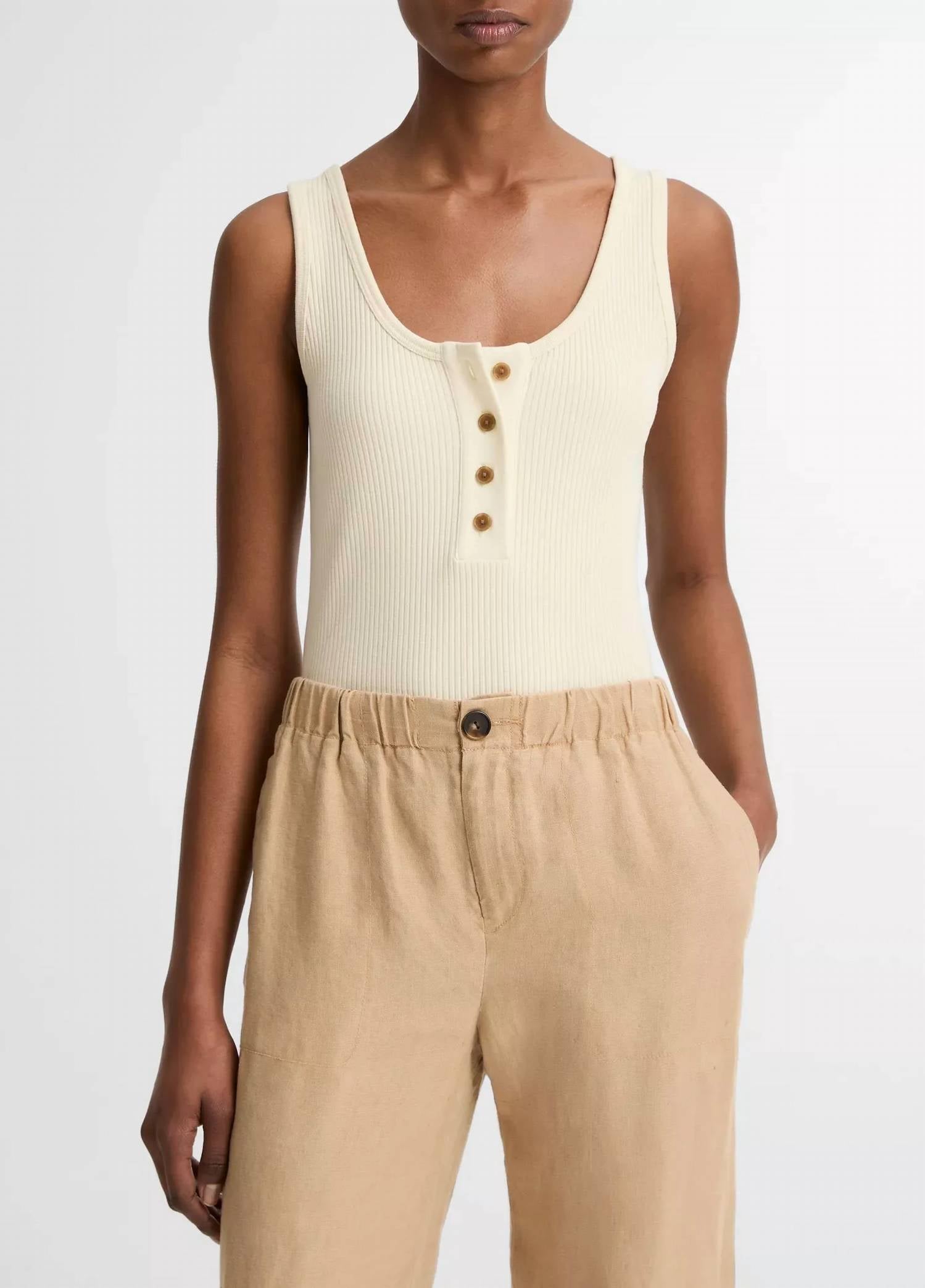 Vince - Rib Henley Tank Top