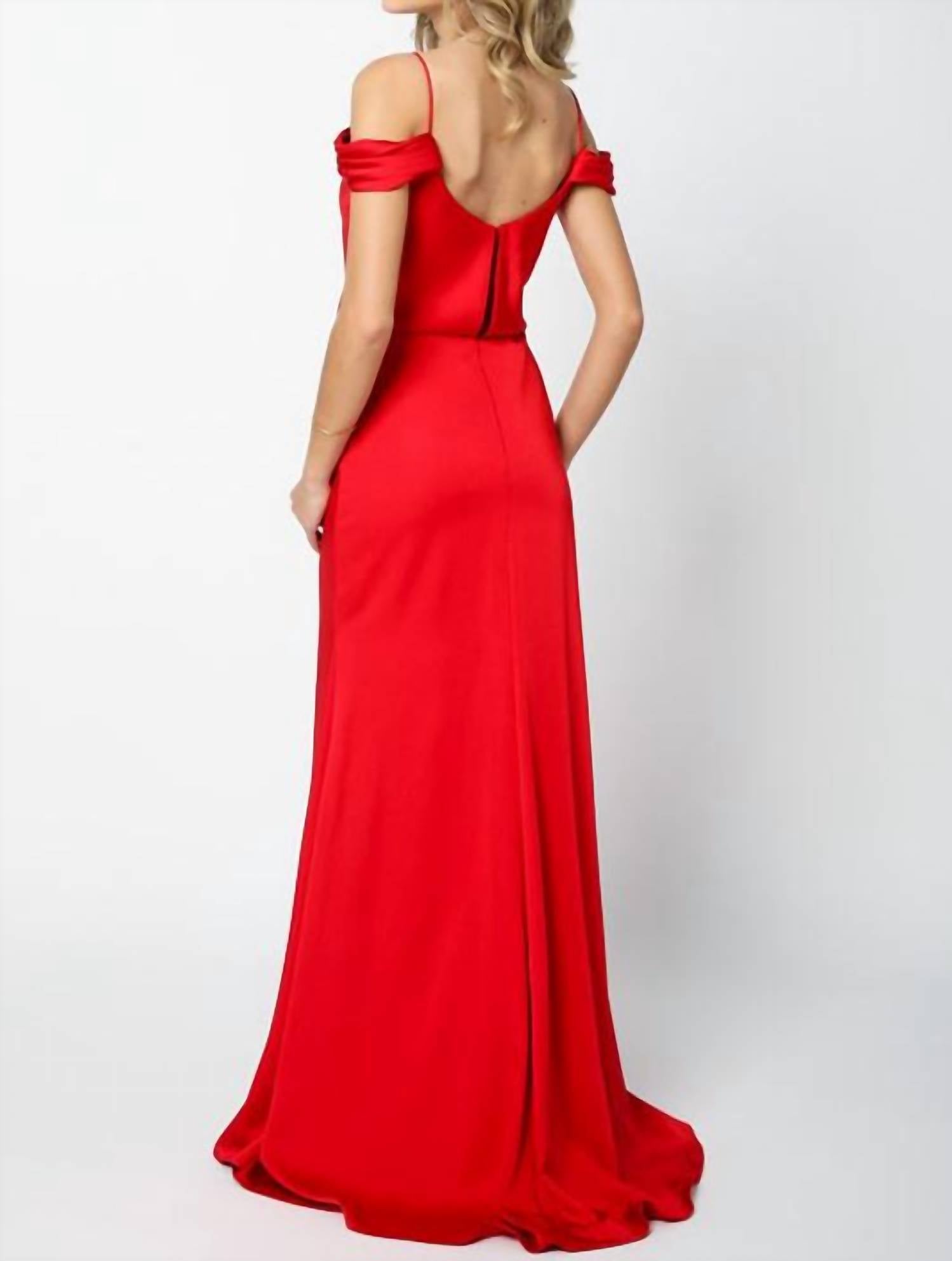 Juliet - Draped Off-the-shoulder Evening Gown