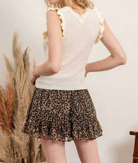 Sleeveless Ruffle Cable Knit Top