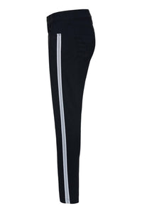 Anatomie Luisa Skinny Jean Pants with Stripe in black white 1 - women's pants - alternate view
