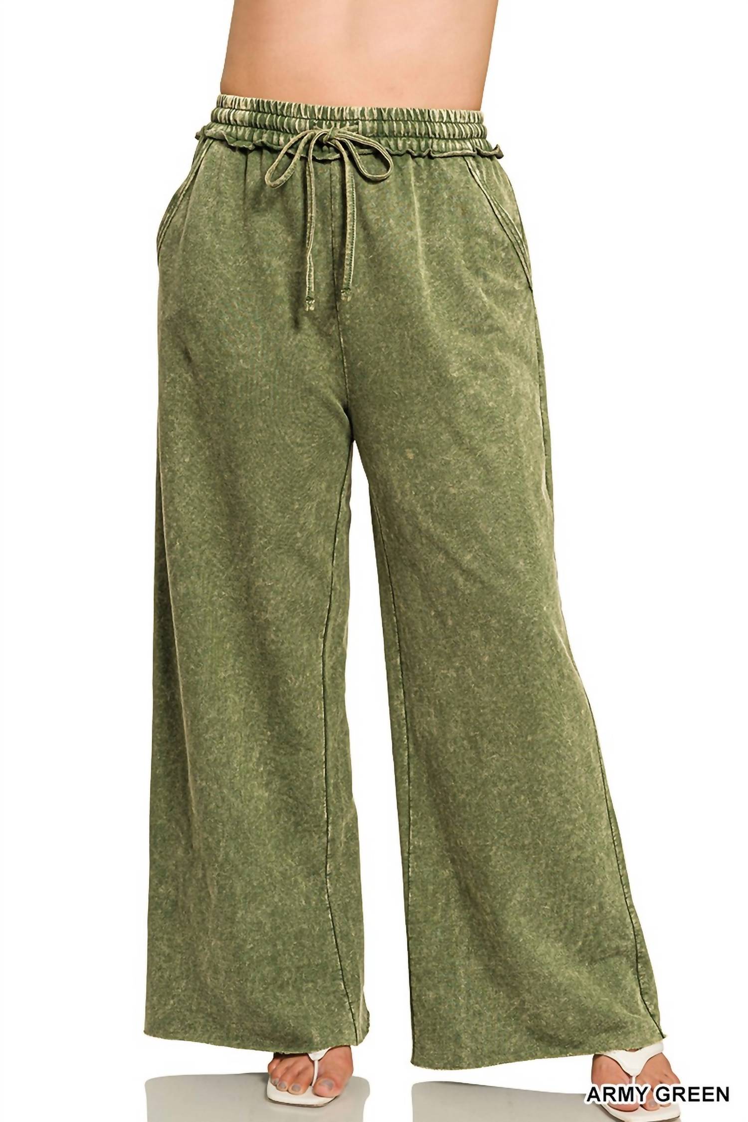 Zenana - French Terry Wide Leg Pants