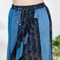 Young Threads Boho Ruffle Wrapped Fit And Flare Midi Skirt in indigo - women's skirt - view 4