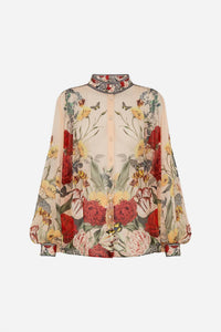 Camilla - High Neck Button Thorough Blouse