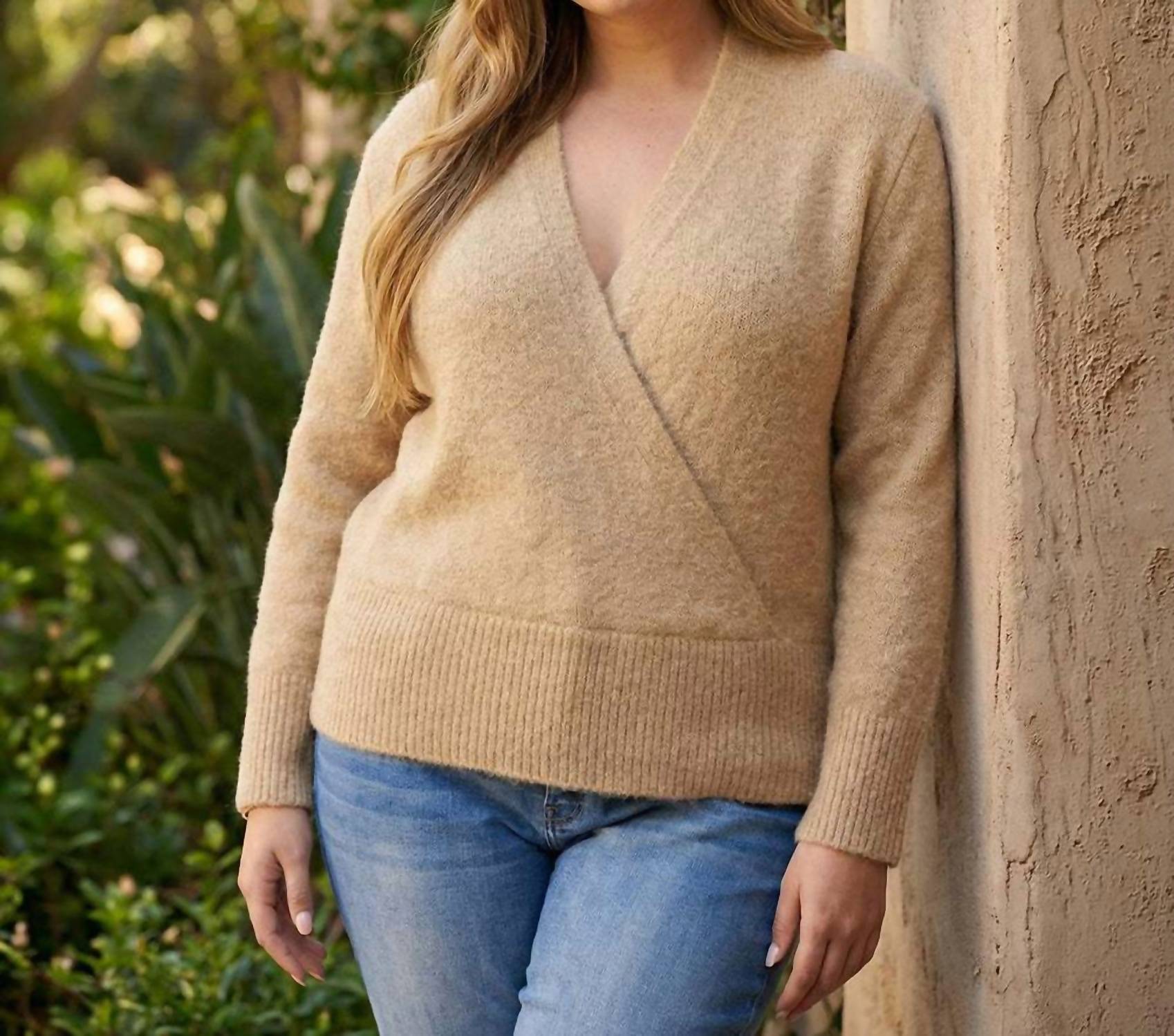Karen Kane Wrap Sweater - Plus in wheat - women's sweater - view 4