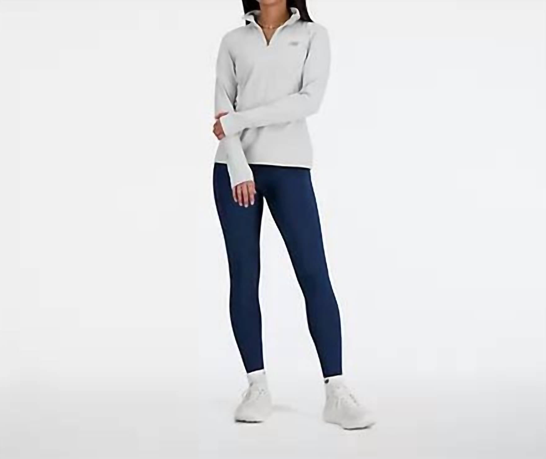New Balance Sport Essentials Space Dye Quarter Zip Jacket in ash heather - women's jacket