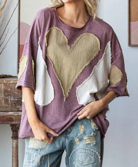 Oli & Hali - Oversized Top With Patchwork Hearts And Pockets