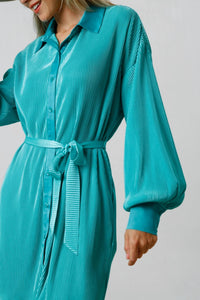 Fantastic Fawn - Pleated Tie Waist Mini Dress