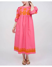 Uncle Frank CORD EMBROIDERED DRESS in pink - women's dress - detail view