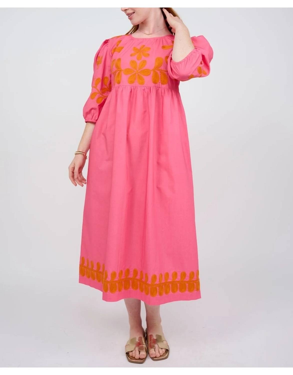 Uncle Frank CORD EMBROIDERED DRESS in pink - women's dress - detail view
