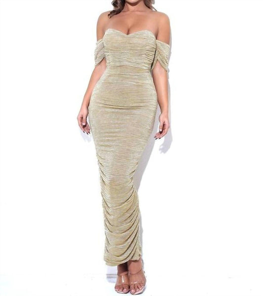 Miss Circle - Ruched Off Shoulder Chiffon Dress